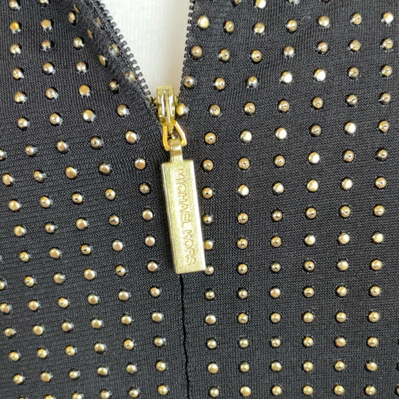 MICHAEL KORS Metallic Black & Gold Dotted Dress - Picture 9 of 12